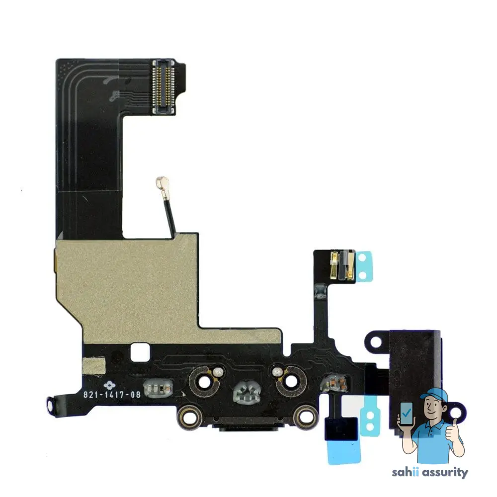 Charging Connector Flex Cable For Apple iPhone 5, 5G With Microphone & Headphone Jack Black thumbnail